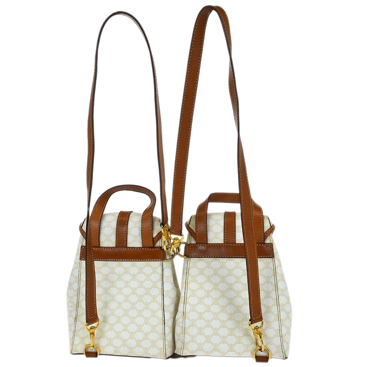 Celine White Brown Macadam Twin Backpack