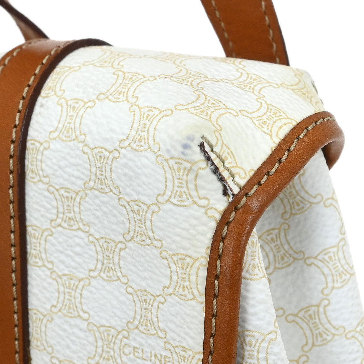 Celine White Brown Macadam Twin Backpack