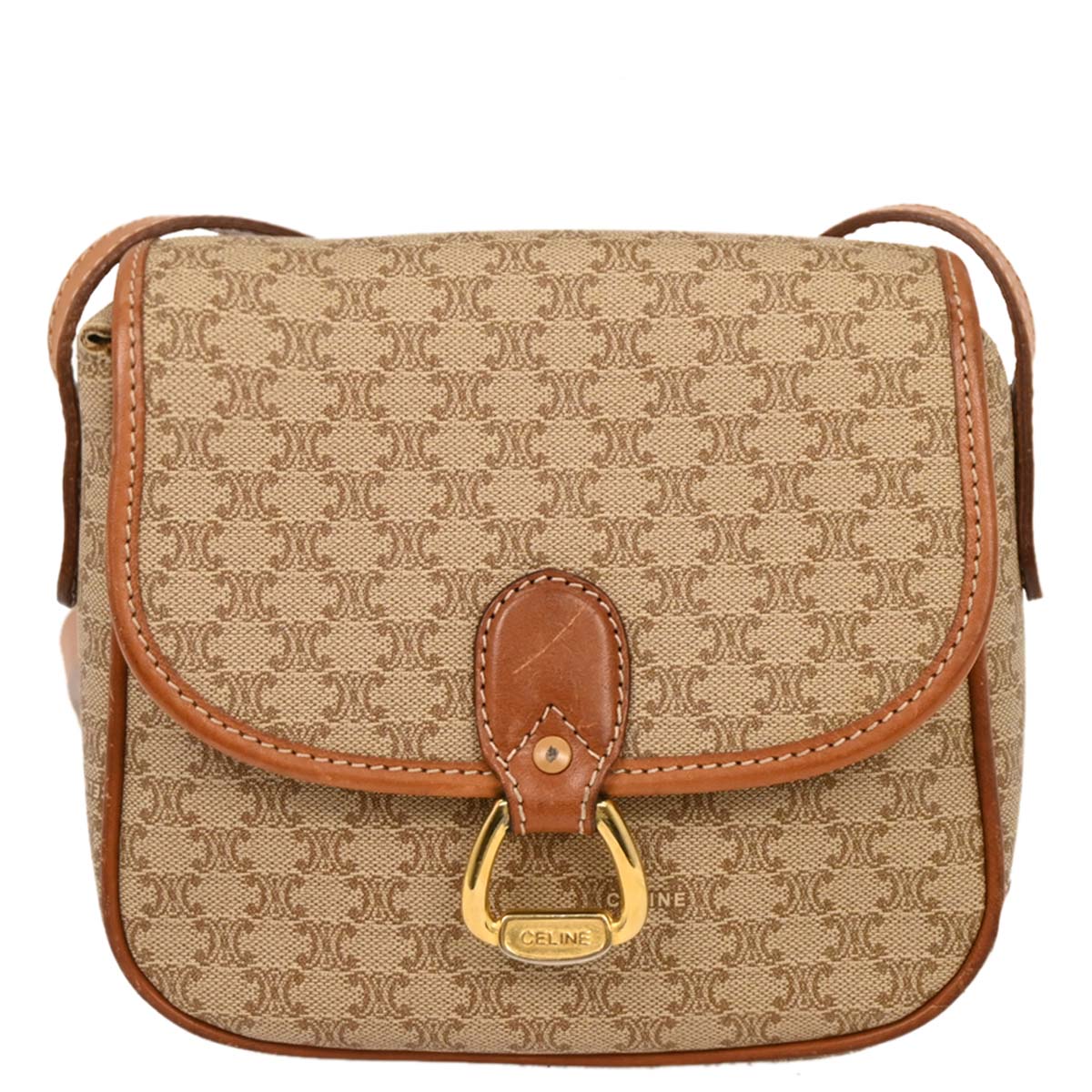 Celine Beige PVC Macadam Shoulder Bag