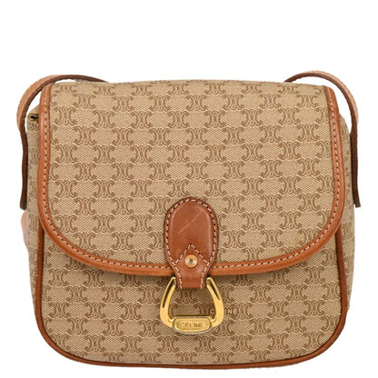 Celine Beige PVC Macadam Shoulder Bag