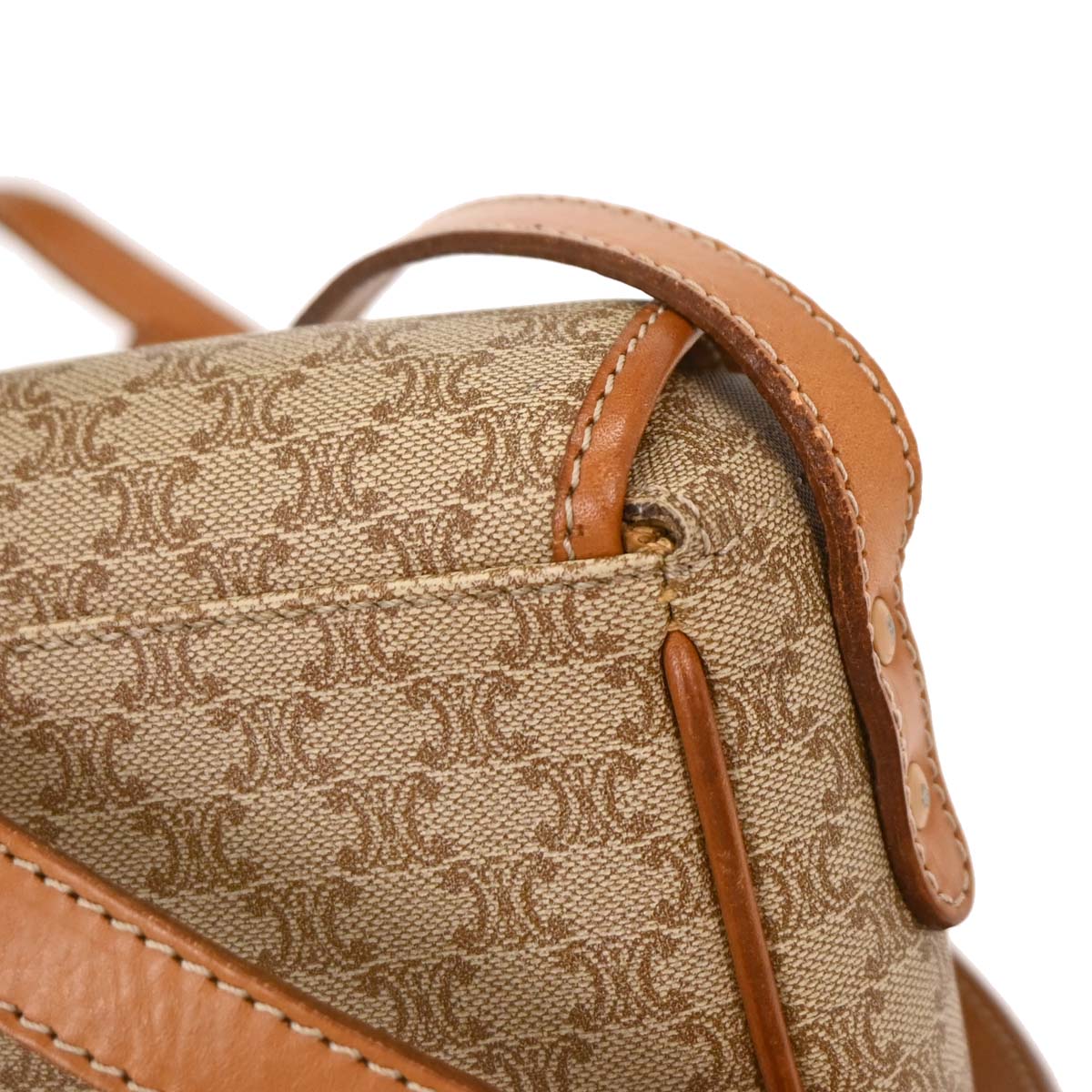 Celine Beige PVC Macadam Shoulder Bag