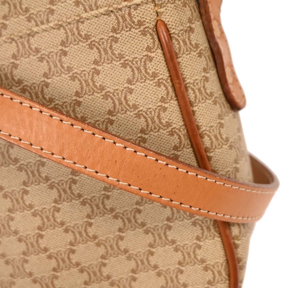 Celine Beige PVC Macadam Shoulder Bag