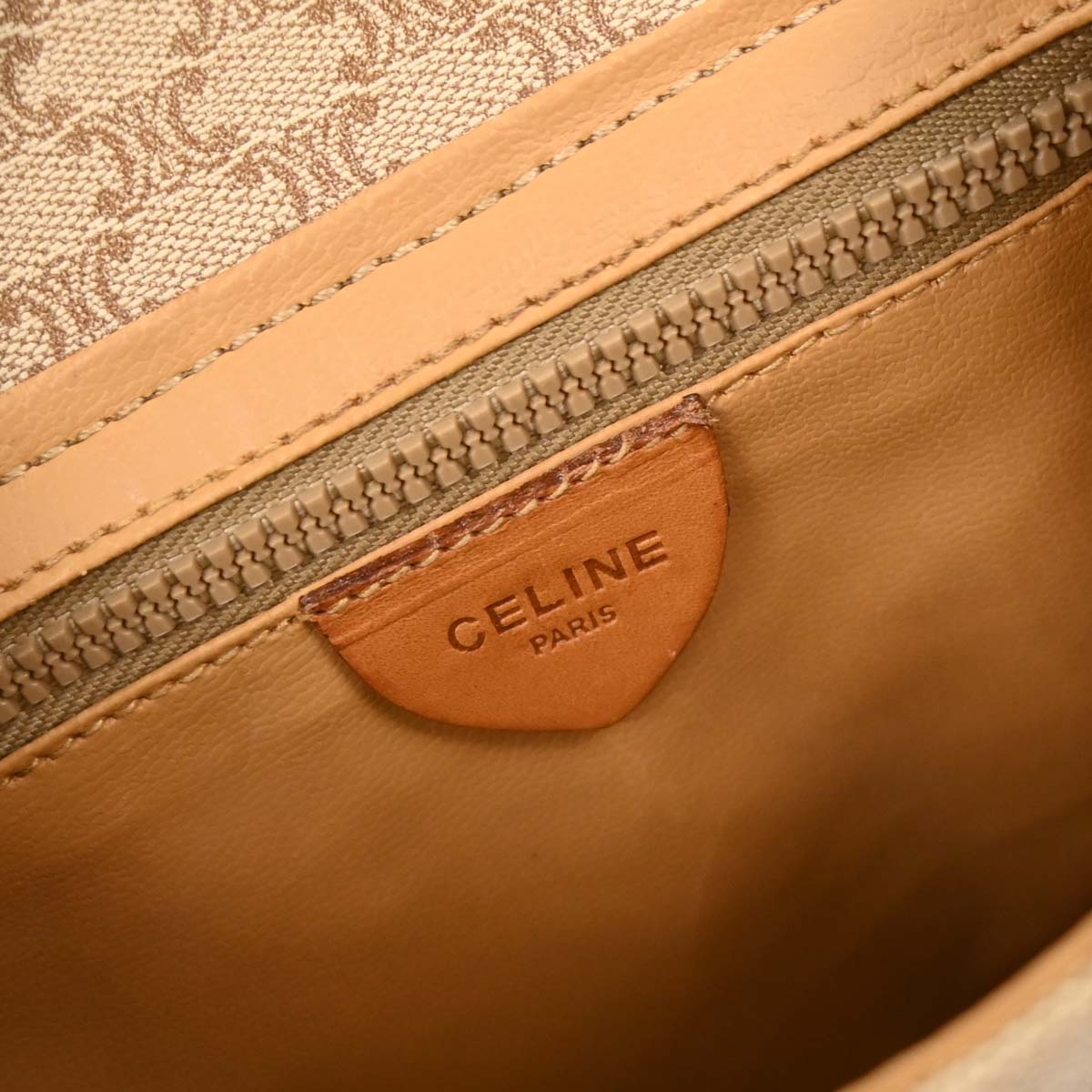 Celine Beige PVC Macadam Shoulder Bag