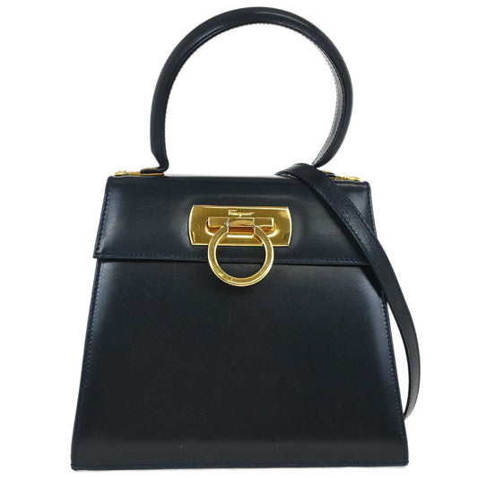 Salvatore Ferragamo Navy Gancini 2way Shoulder Handbag