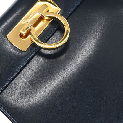 Salvatore Ferragamo Navy Gancini 2way Shoulder Handbag