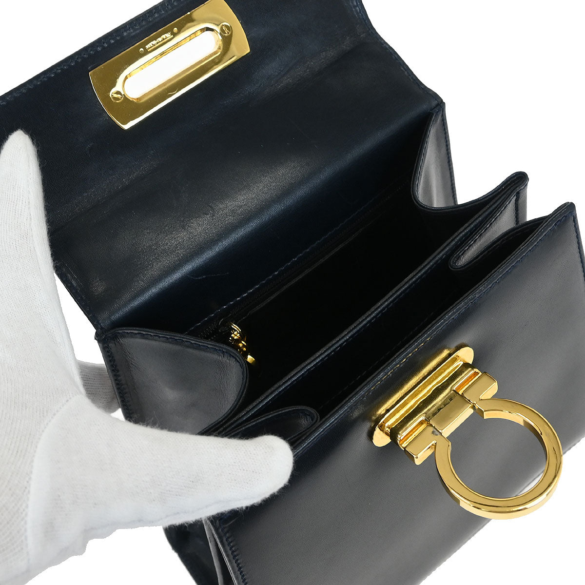 Salvatore Ferragamo Navy Gancini 2way Shoulder Handbag