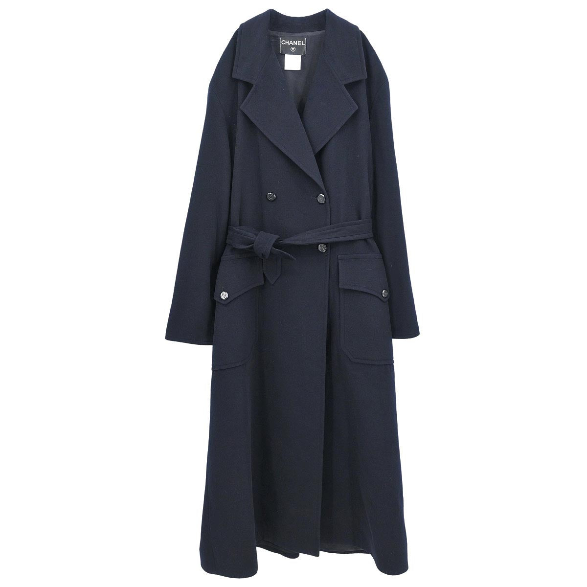 Chanel Double Breasted Coat Black #38