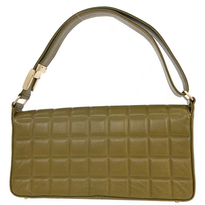 Chanel Khaki Lambskin Choco Bar Shoulder Bag