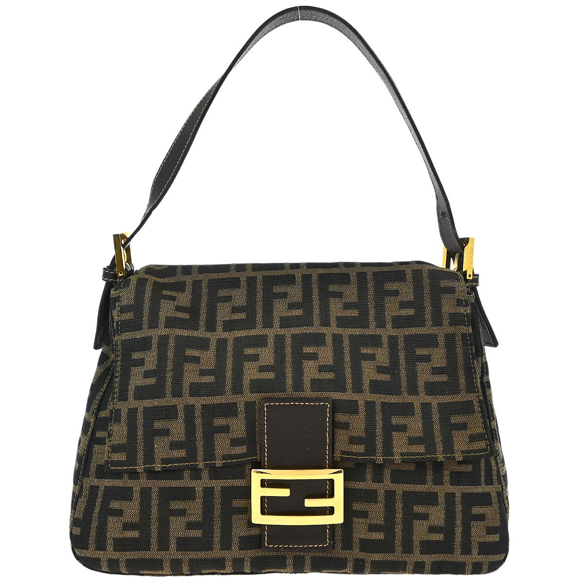 Fendi Brown Canvas Zucca Mamma Baguette Handbag