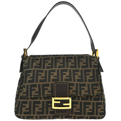 Fendi Brown Canvas Zucca Mamma Baguette Handbag