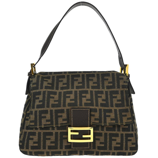 Fendi Brown Canvas Zucca Mamma Baguette Handbag