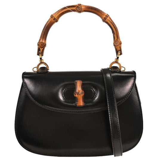 Gucci Black Bamboo 2way Shoulder Handbag