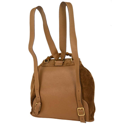 Gucci Brown Suede Bamboo Backpack