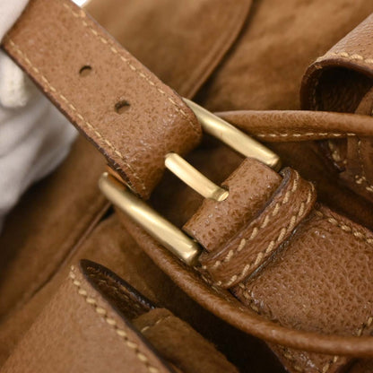 Gucci Brown Suede Bamboo Backpack