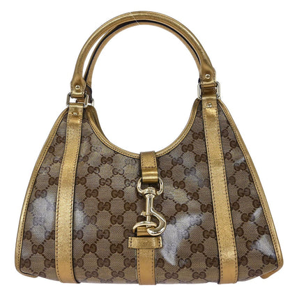 Gucci Gold Brown GG Crystal Handbag