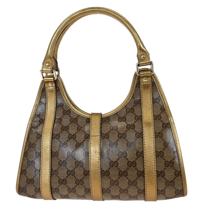 Gucci Gold Brown GG Crystal Handbag