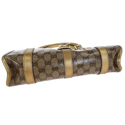 Gucci Gold Brown GG Crystal Handbag