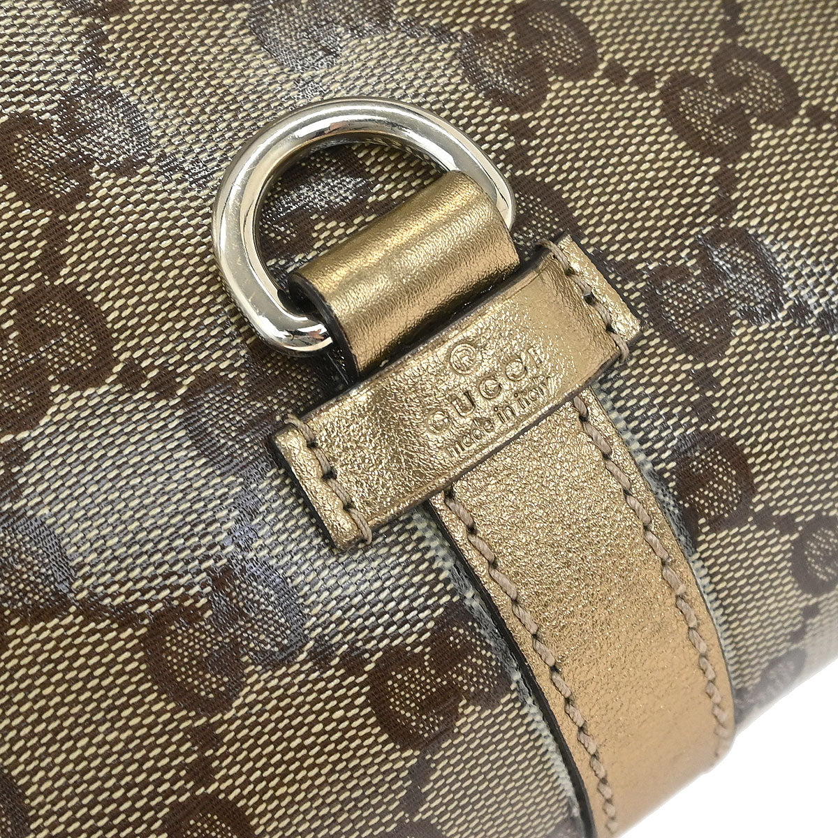 Gucci Gold Brown GG Crystal Handbag