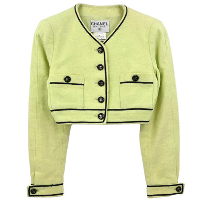Chanel Single Breasted Collarless Jacket Light Green #36