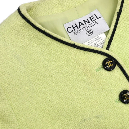 Chanel Single Breasted Collarless Jacket Light Green #36