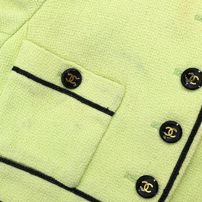 Chanel Single Breasted Collarless Jacket Light Green #36