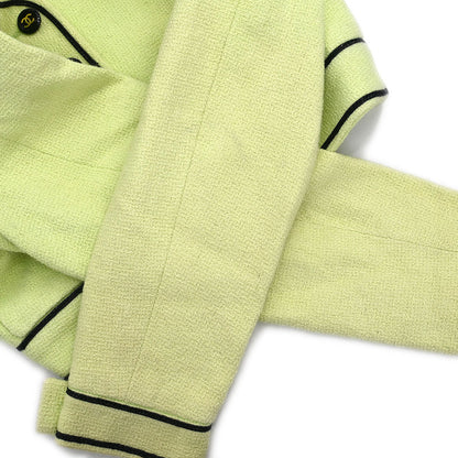 Chanel Single Breasted Collarless Jacket Light Green #36