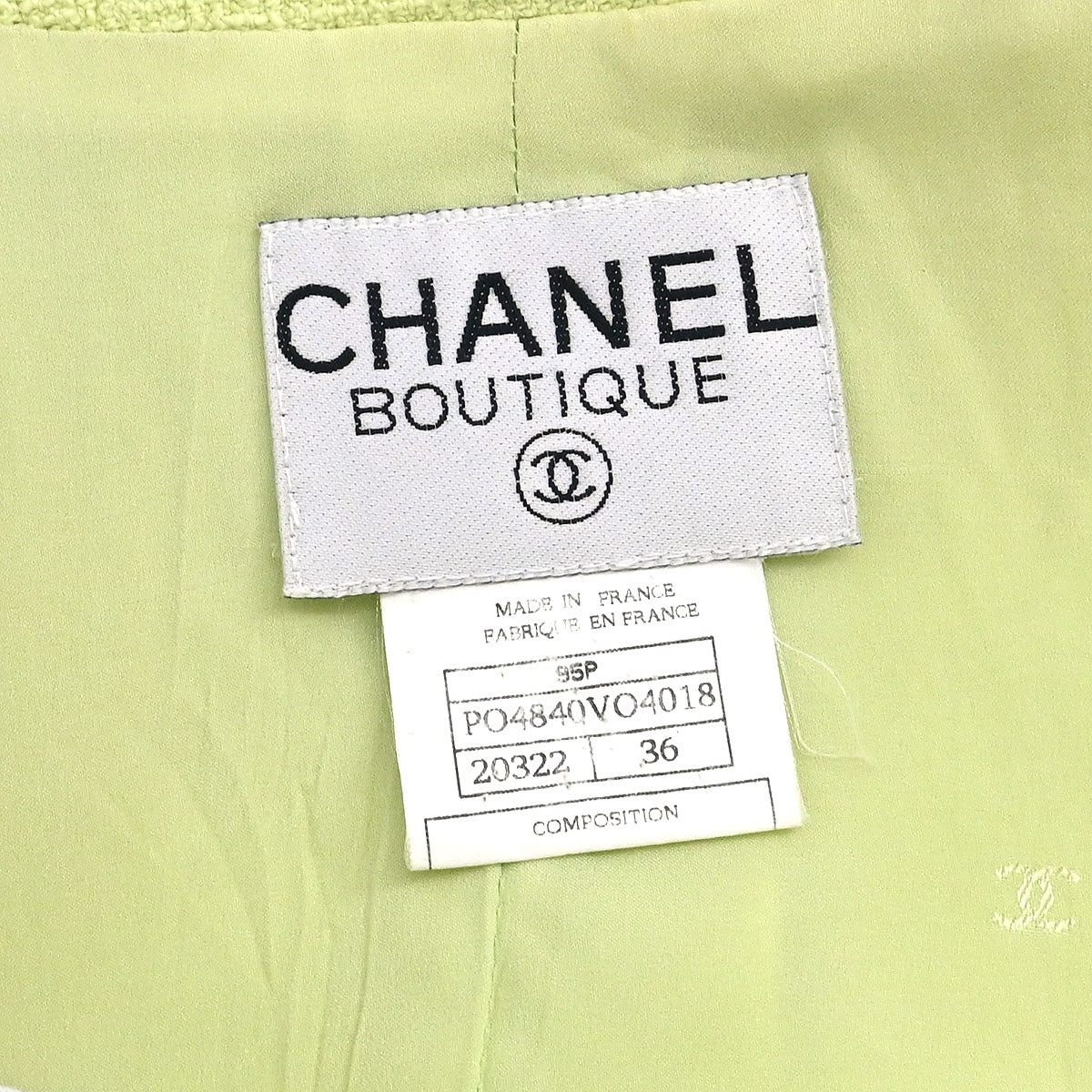 Chanel Single Breasted Collarless Jacket Light Green #36