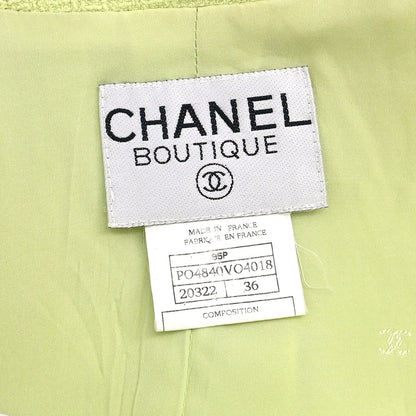 Chanel Single Breasted Collarless Jacket Light Green #36