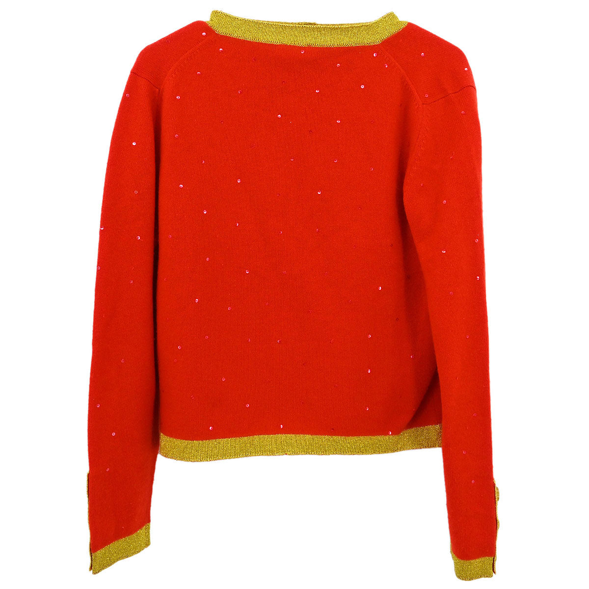 Chanel Ensemble Cardigan Short Sleeve Top Orange #42