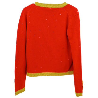 Chanel Ensemble Cardigan Short Sleeve Top Orange #42