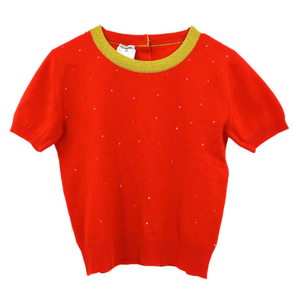 Chanel Ensemble Cardigan Short Sleeve Top Orange #42