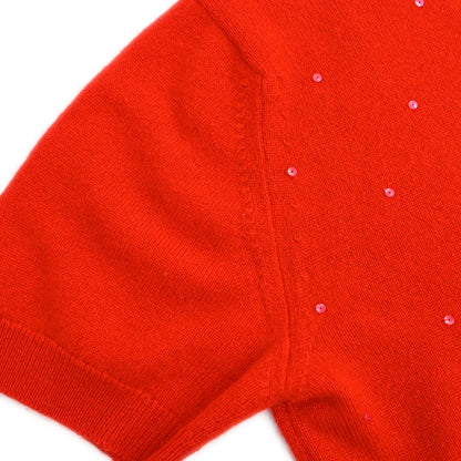 Chanel Ensemble Cardigan Short Sleeve Top Orange #42