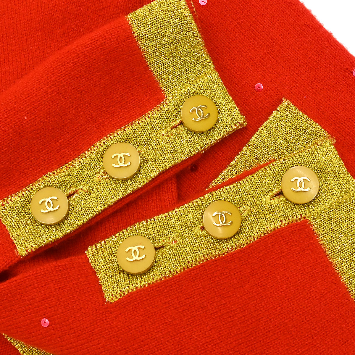 Chanel Ensemble Cardigan Short Sleeve Top Orange #42