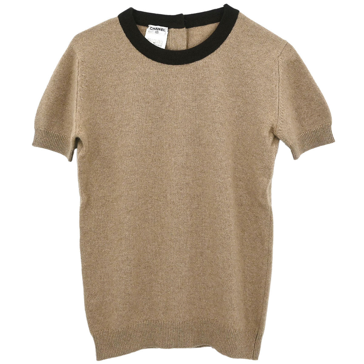 Chanel Ensemble Cardigan Short Sleeve Top Beige #36