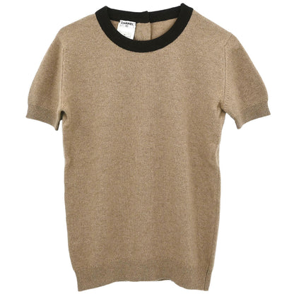 Chanel Ensemble Cardigan Short Sleeve Top Beige #36