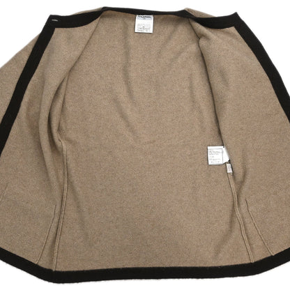 Chanel Ensemble Cardigan Short Sleeve Top Beige #36