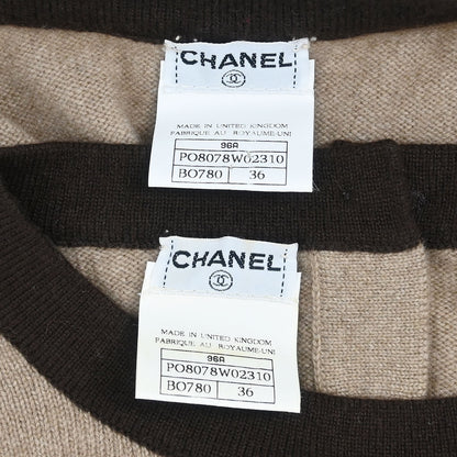 Chanel Ensemble Cardigan Short Sleeve Top Beige #36