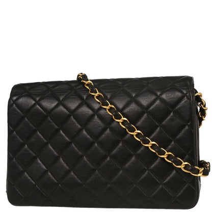 Chanel 1994-1996 Black Lambskin Paris Shoulder Bag