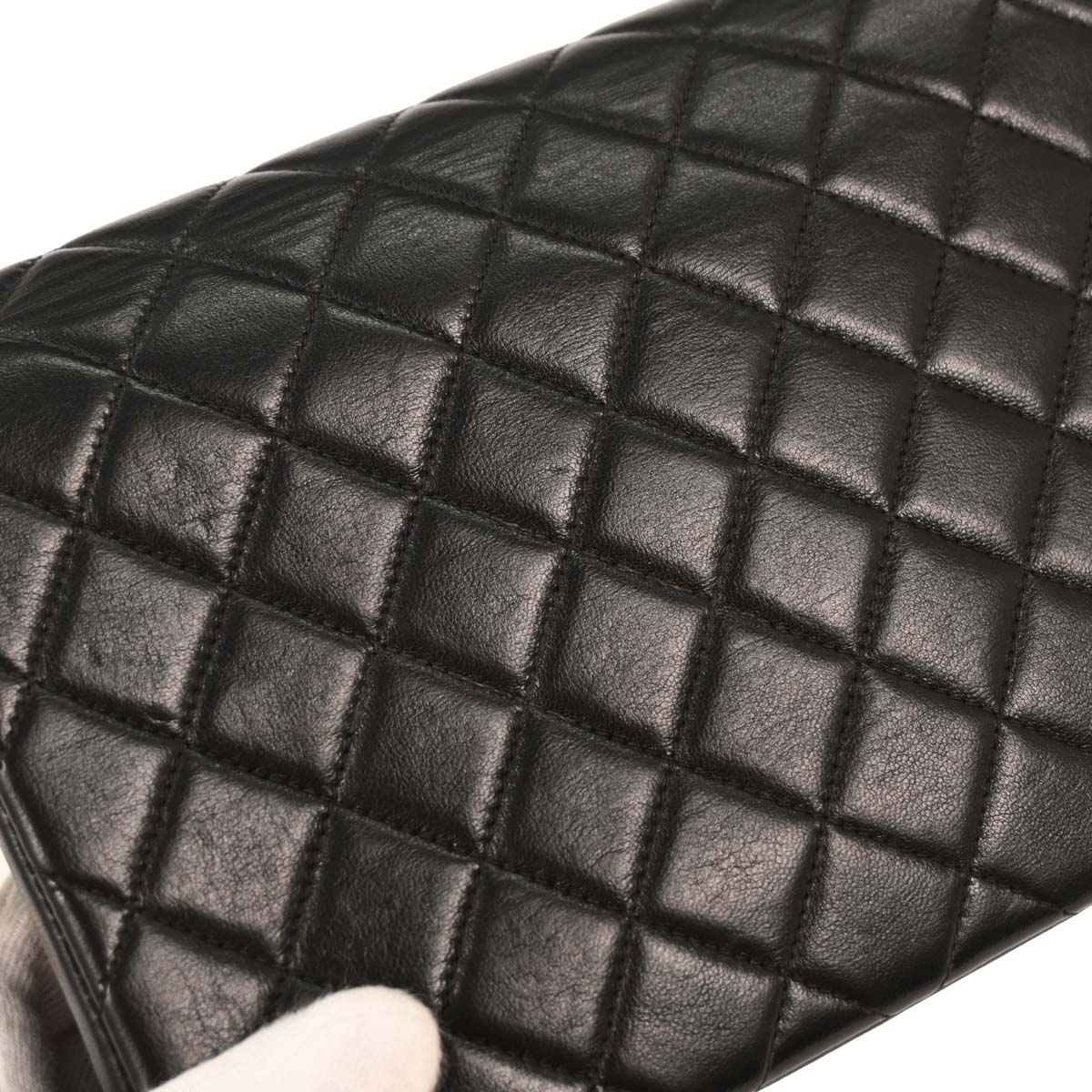 Chanel 1994-1996 Black Lambskin Paris Shoulder Bag