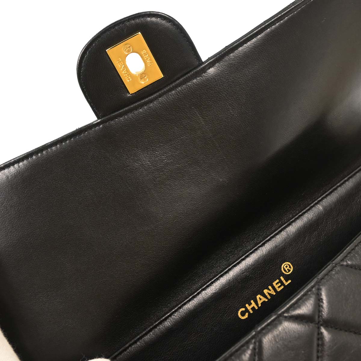 Chanel 1994-1996 Black Lambskin Double Sided Handbag