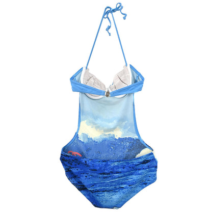 Chanel Surf Line Swimwear Swimsuit Blue #40