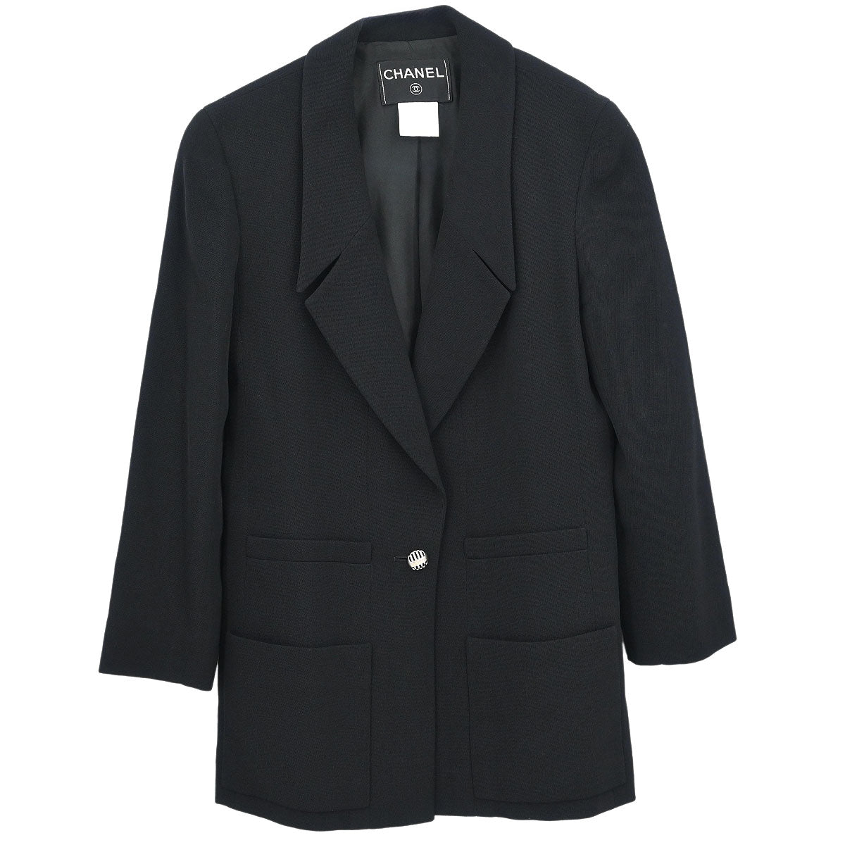 Chanel Single Breasted Jacket Black #36