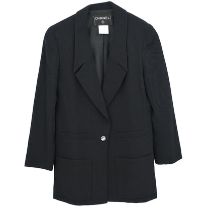 Chanel Single Breasted Jacket Black #36