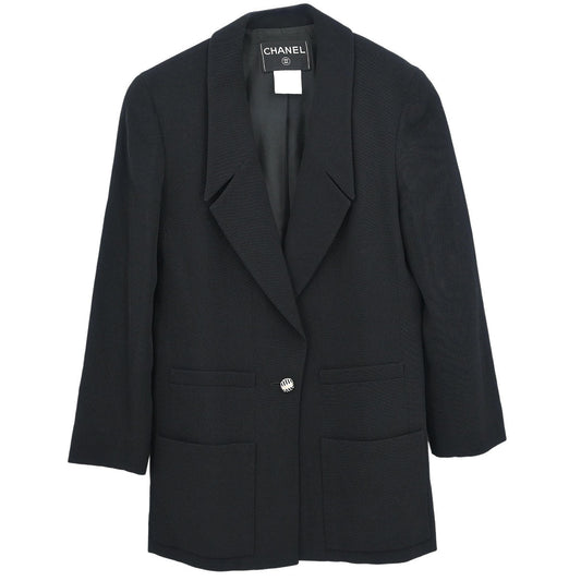 Chanel Single Breasted Jacket Black #36