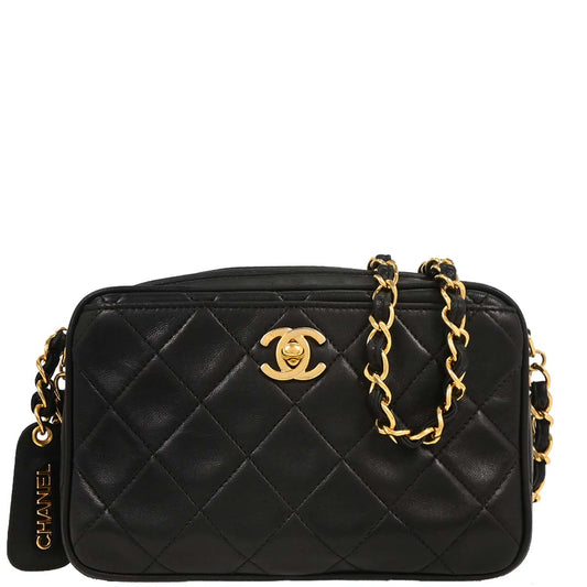 Chanel 1994-1996 Black Lambskin Camera Bag Mini