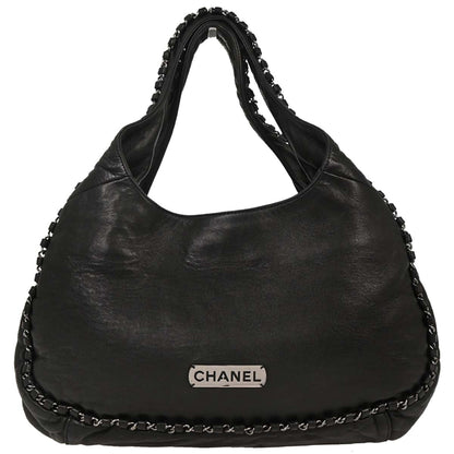 Chanel 2004-2005 Black Lambskin Luxury Chain Around Hobo Bag