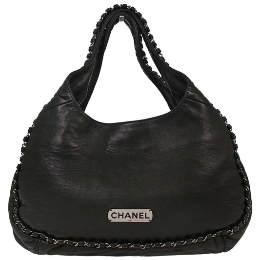 Chanel 2004-2005 Black Lambskin Luxury Chain Around Hobo Bag