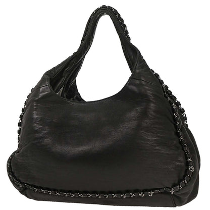 Chanel 2004-2005 Black Lambskin Luxury Chain Around Hobo Bag