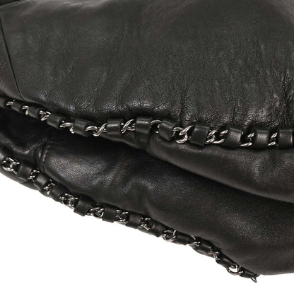 Chanel 2004-2005 Black Lambskin Luxury Chain Around Hobo Bag