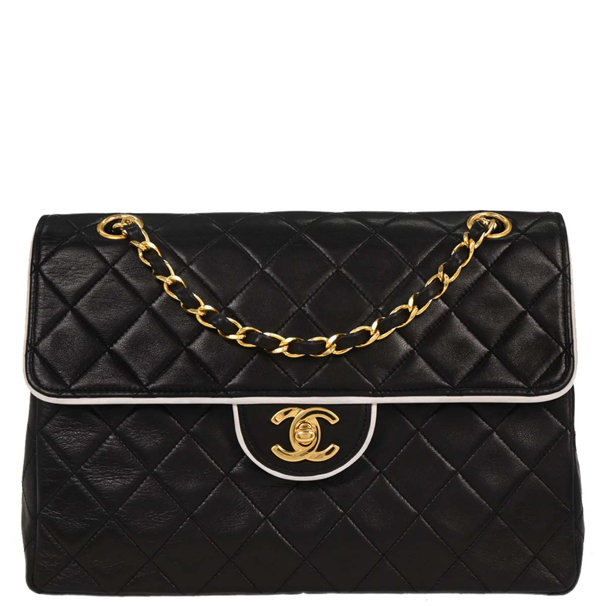 Chanel 1994-1996 Black Lambskin Single Flap Shoulder Bag